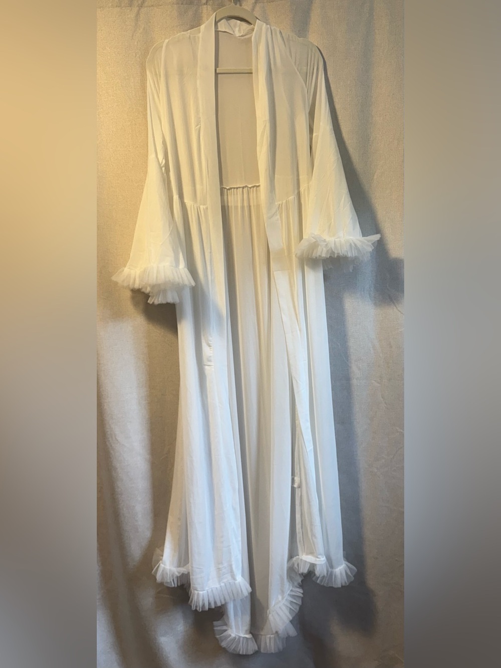 White Sheer Robe with Ruffle Trim - Picture 5 of 11